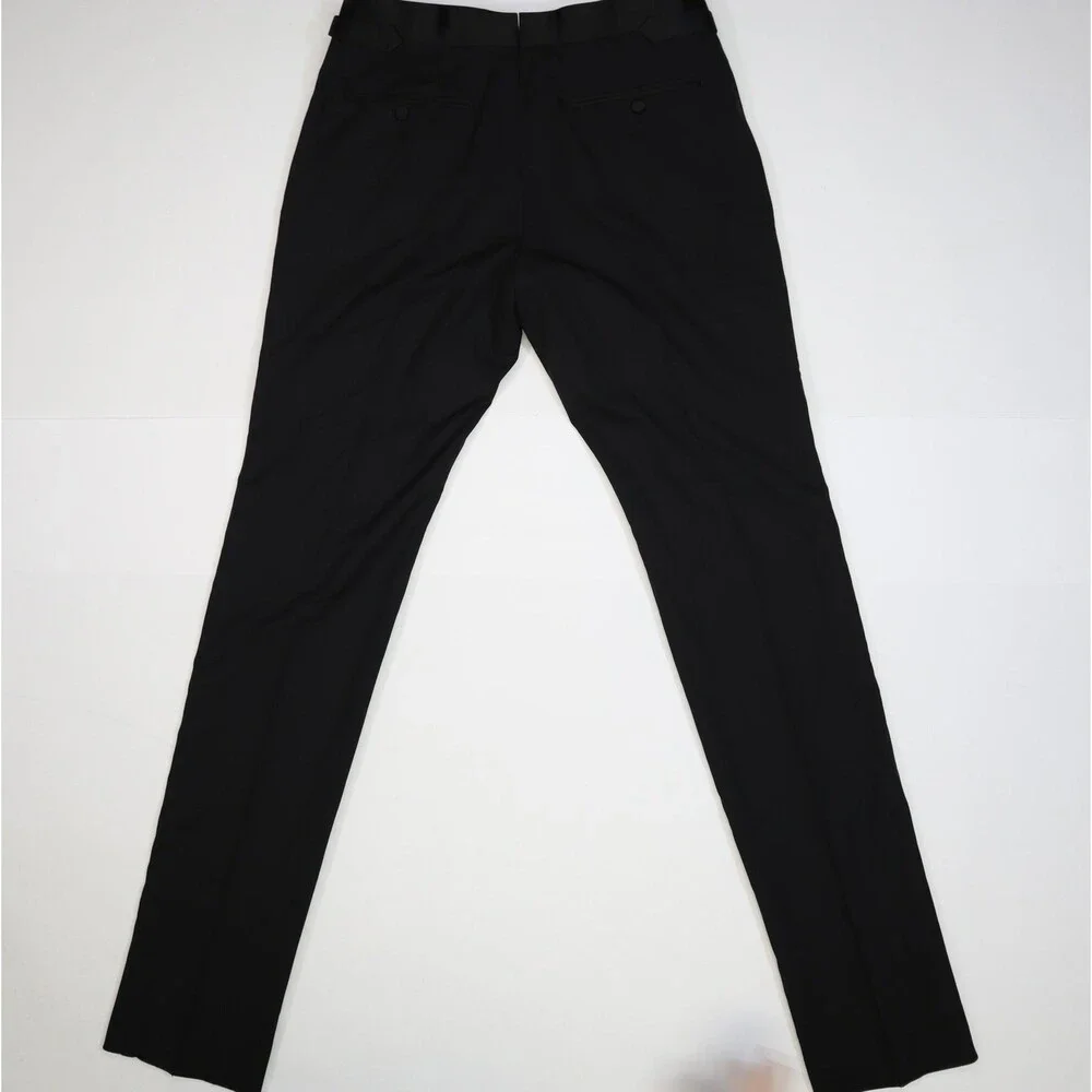 Tom Ford Tuxedo Suit Pants Mens 33x32 Black Wool Slim Fit Side Stripe Formal